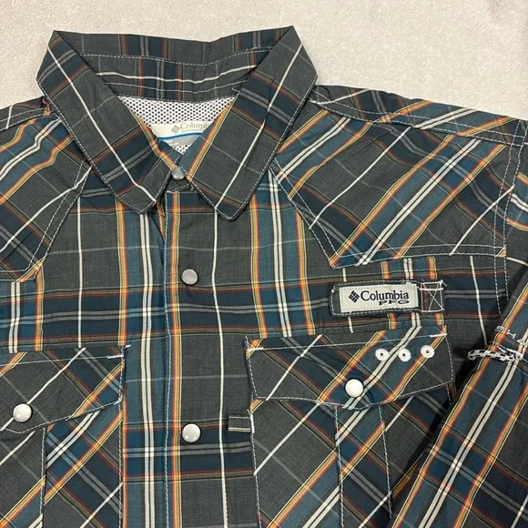 Columbia PFG Omni shade Men's Casual Plaid button down long sleeve medium - Picture 2 of 8